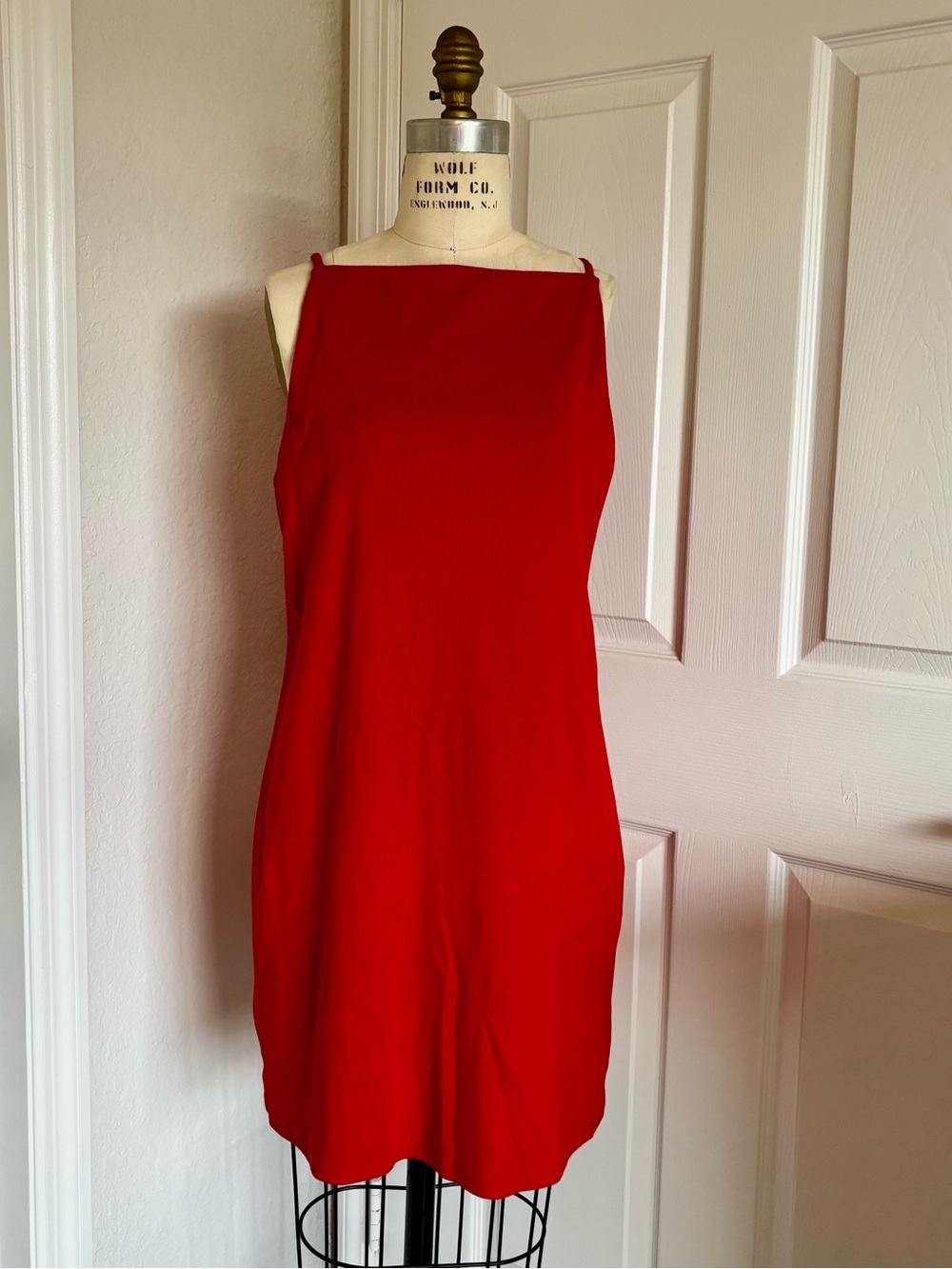 a new day Bright Red Square Neck Stretchy Mini Dress
